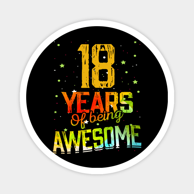 18th Anniversary Gift Vintage Retro 18 Years Of Being Awesome Gifts Funny 18 Years Birthday Men Women Magnet by nzbworld